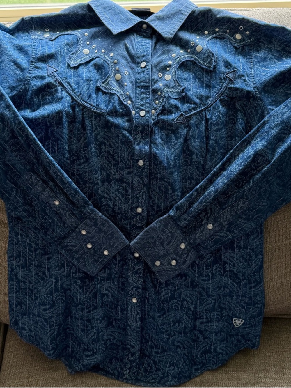 Ariat Dark Blue Western Snap-Front Shirt with Stud Detail - Picture 5 of 5